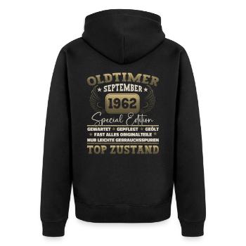 Oldtimer September 1962 60th birthday Geschen - Unisex Premium Organic Zip Hoodie - black - Back - Nico (187cm)