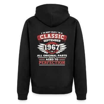Né en 1967 Cadeau d’anniversaire Hommes Septembre - Veste à capuche bio Premium Unisexe - noir - Dos - Nico (187cm)