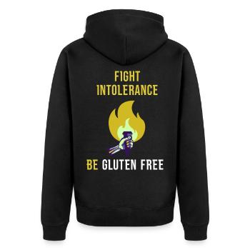 Intoleranz bekämpfen Glutenfrei sein Lustige Ernäh - Unisex Premium Bio Zip Hoodie - Schwarz - Hinten - Nico (187cm)