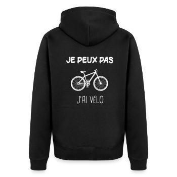 Je peux pas j'ai velo - Veste à capuche bio Premium Unisexe - noir - Dos - Nico (187cm)