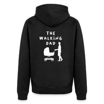 der walkind Dad - Unisex Premium Bio Zip Hoodie - Schwarz - Hinten - Nico (187cm)