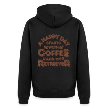 Retriever Kaffee Hund Cafe - Unisex Premium Bio Zip Hoodie - Schwarz - Hinten - Nico (187cm)