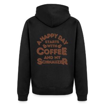 Schnauzer Kaffee Hund Cafe - Unisex Premium Bio Zip Hoodie - Schwarz - Hinten - Nico (187cm)