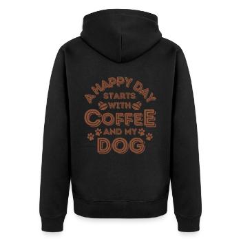 Hund Kaffee Hund Cafe - Unisex Premium Bio Zip Hoodie - Schwarz - Hinten - Nico (187cm)