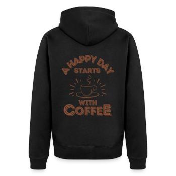 A good day starts with coffee - Unisex Premium Organic Zip Hoodie - black - Back - Nico (187cm)