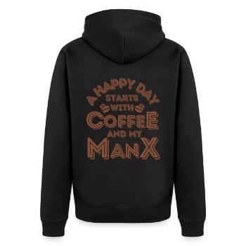 Manx Cat Café Café - Veste à capuche bio Premium Unisexe - noir - Dos - Nico (187cm)