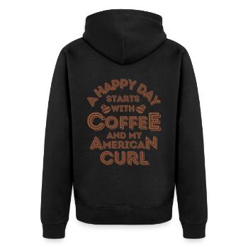 American Curl Cat Café Café - Veste à capuche bio Premium Unisexe - noir - Dos - Nico (187cm)