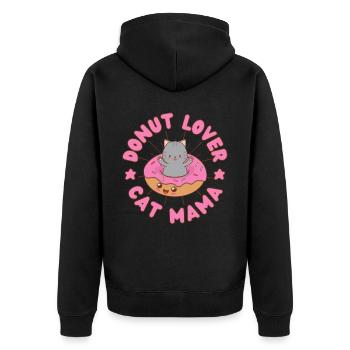 Donut Lover Cat Mama Donut Cat kawaii - Veste à capuche bio Premium Unisexe - noir - Dos - Nico (187cm)