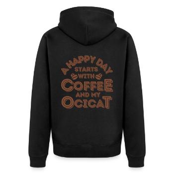 Ocicat Cat Café Café - Veste à capuche bio Premium Unisexe - noir - Dos - Nico (187cm)