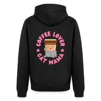 Amateur de café Cat Mama Café Chat kawaii - Veste à capuche bio Premium Unisexe - noir - Dos - Nico (187cm)