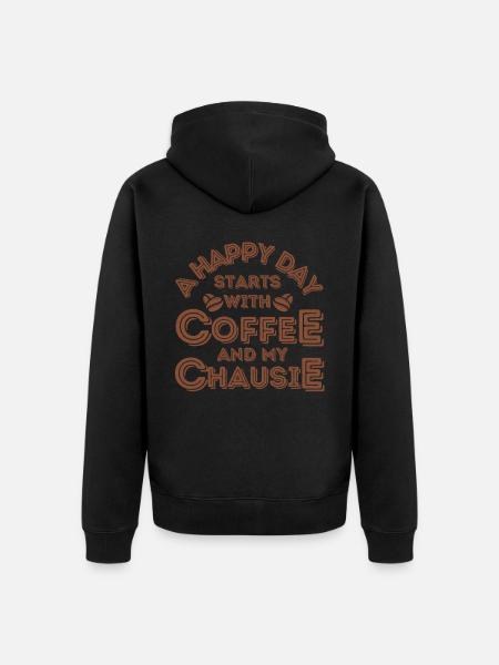Chausie Cat Coffee Cafe - Unisex Premium Organic Zip Hoodie - black