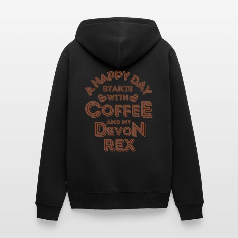 Devon Rex Katze Kaffee Cafe Unisex Premium Bio Zip Hoodie