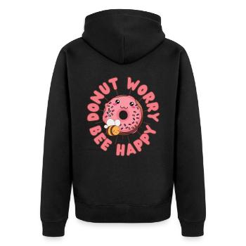 Donut worry Donut bees kawaii saying - Unisex Premium Organic Zip Hoodie - black - Back - Nico (187cm)