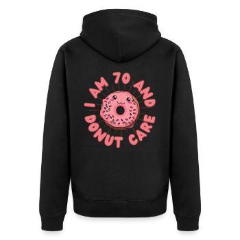I Donut care 70 anniversaire Donut kawaii - Veste à capuche bio Premium Unisexe - noir - Dos - Nico (187cm)