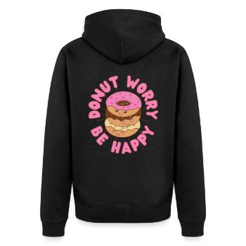 Donut Worry be happy Donut kawaii - Veste à capuche bio Premium Unisexe - noir - Dos - Nico (187cm)