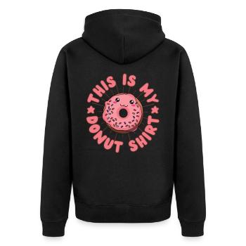 This is my donut shirt Donut kawaii - Unisex Premium Organic Zip Hoodie - black - Back - Nico (187cm)