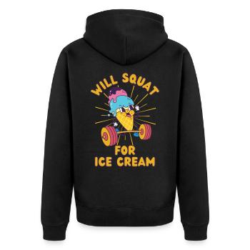 Crème Glacée Musculation Squat Crème glacée Fitness kawaii - Veste à capuche bio Premium Unisexe - noir - Dos - Nico (187cm)