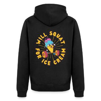 Crème Glacée Musculation Squat Crème glacée Fitness kawaii - Veste à capuche bio Premium Unisexe - noir - Dos - Nico (187cm)