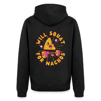 Nachos Kraftsport Fitness Nachos kawaii - Unisex Premium Bio Zip Hoodie - Schwarz - Hinten - Nico (187cm)