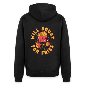 Français Strength Training Squat Fitness Fries kawaii - Veste à capuche bio Premium Unisexe - noir - Dos - Nico (187cm)