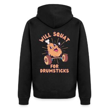 Chicken Leg Weight Squat Fitness kawaii - Unisex Premium Organic Zip Hoodie - black - Back - Nico (187cm)