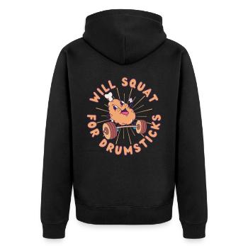 Chicken Leg Weight Squat Fitness kawaii - Unisex Premium Organic Zip Hoodie - black - Back - Nico (187cm)