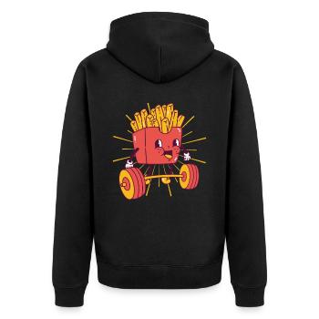 Français Strength Training Squat Fitness Fries kawaii - Veste à capuche bio Premium Unisexe - noir - Dos - Nico (187cm)