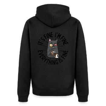 coffee cat funny saying tired cat coffee - Unisex Premium Organic Zip Hoodie - black - Back - Nico (187cm)