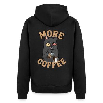 Kaffee Katze lustiger Spruch Müde Katze Kaffee - Unisex Premium Bio Zip Hoodie - Schwarz - Hinten - Nico (187cm)