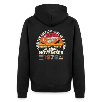 Original November 1978 44th Birthday Gift - Unisex Premium Organic Zip Hoodie - black - Back - Nico (187cm)