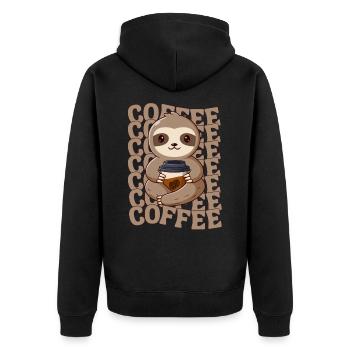 Sloth Coffee Cafe Sloth needs coffee - Unisex Premium Organic Zip Hoodie - black - Back - Nico (187cm)