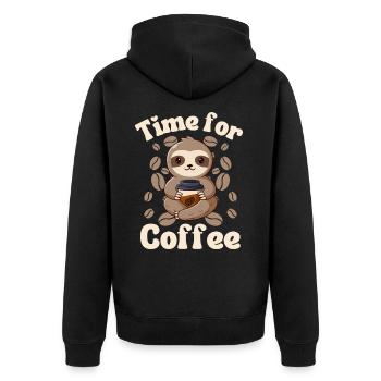 Sloth Coffee Cafe Sloth needs coffee - Unisex Premium Organic Zip Hoodie - black - Back - Nico (187cm)