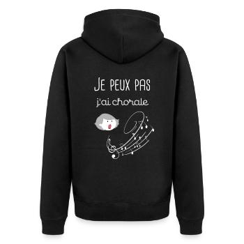 Je peux pas j'ai chorale - Veste à capuche bio Premium Unisexe - noir - Dos - Nico (187cm)