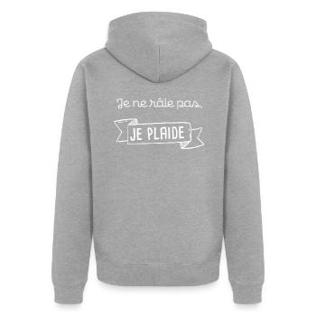 citation avocat drole - Veste à capuche bio Premium Unisexe - gris chiné - Dos - Nico (187cm)
