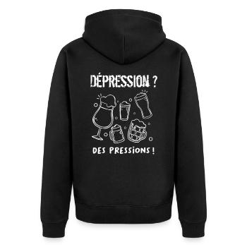 Dépression ? Des pressions ! - Veste à capuche bio Premium Unisexe - noir - Dos - Nico (187cm)