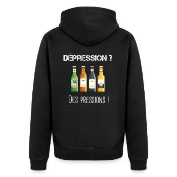 Phrase drole biere - Veste à capuche bio Premium Unisexe - noir - Dos - Nico (187cm)