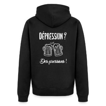 Citation drole biere - Veste à capuche bio Premium Unisexe - noir - Dos - Nico (187cm)