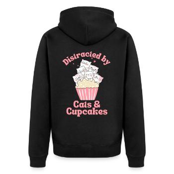 Katze Cupcake kawaii Cupcake und Katzen Liebhaber - Unisex Premium Bio Zip Hoodie - Schwarz - Hinten - Nico (187cm)