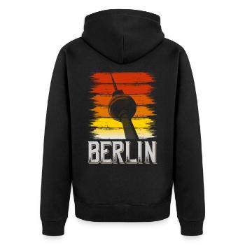 Berlin Germany City Skyline Vintage Retro - Unisex Premium Organic Zip Hoodie - black - Back - Nico (187cm)
