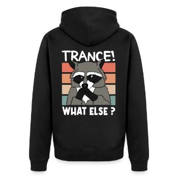 TRANCE RACOON Weihnachten Geschenk Techno - Unisex Premium Bio Zip Hoodie - Schwarz - Hinten - Nico (187cm)