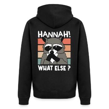 WASCHBÄR RACOON Hannah Weihnachten Geschenk - Unisex Premium Bio Zip Hoodie - Schwarz - Hinten - Nico (187cm)
