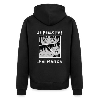 Je peux pas j'ai MANGA ! - Veste à capuche bio Premium Unisexe - noir - Dos - Nico (187cm)