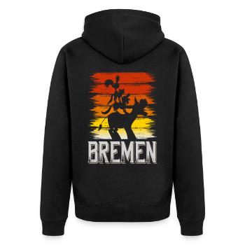 Brême Allemagne City Skyline Vintage Retro - Veste à capuche bio Premium Unisexe - noir - Dos - Nico (187cm)