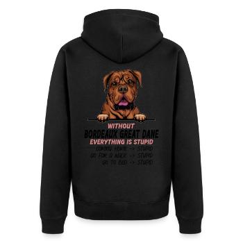 Ohne Deutsche Dogge ist alles doof - Unisex Premium Bio Zip Hoodie - Schwarz - Hinten - Nico (187cm)