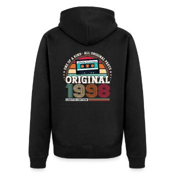 December Born 1998 24th birthday gift - Unisex Premium Organic Zip Hoodie - black - Back - Nico (187cm)