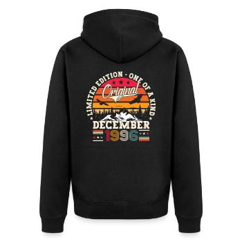 December Born 1996 26th birthday gift - Unisex Premium Organic Zip Hoodie - black - Back - Nico (187cm)