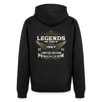 Original December 1967 55th Birthday Legend - Unisex Premium Organic Zip Hoodie - black - Back - Nico (187cm)