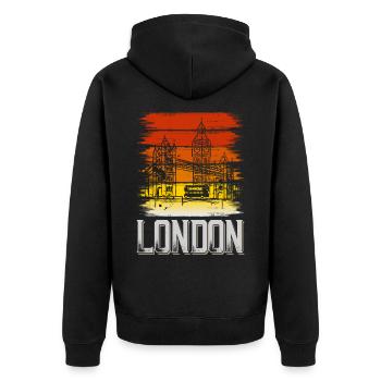 Londres Angleterre Royaume-Uni City Vintage Retro Skyline - Veste à capuche bio Premium Unisexe - noir - Dos - Nico (187cm)