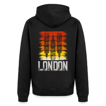 Londres Angleterre Royaume-Uni City Vintage Retro Skyline - Veste à capuche bio Premium Unisexe - noir - Dos - Nico (187cm)