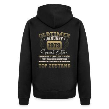 Born 1979 January 44th birthday Gift man - Unisex Premium Organic Zip Hoodie - black - Back - Nico (187cm)